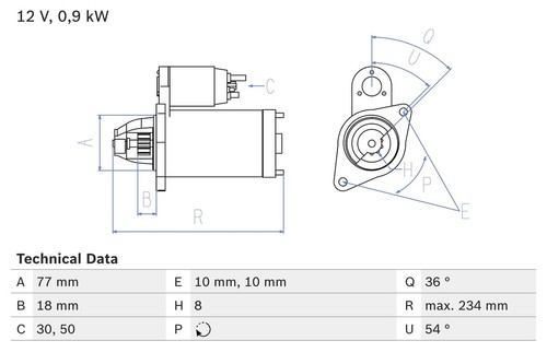 Bosch starter 12v for - 12v,